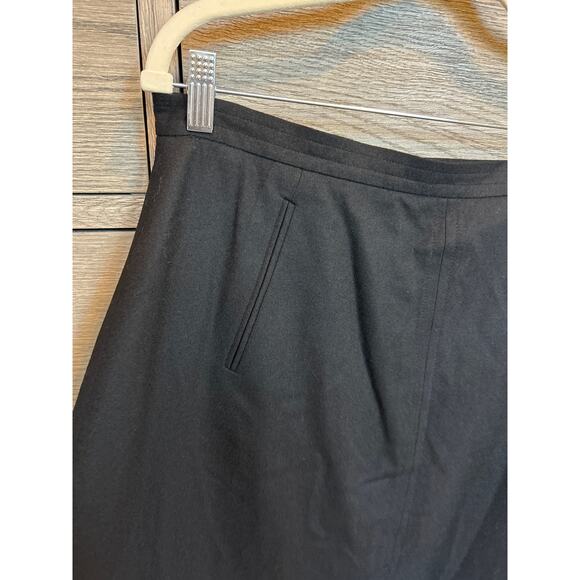 Talbots | Black 99% Wool 1% Lycra A Line Midi Skirt | 14 - Picture 4 of 16